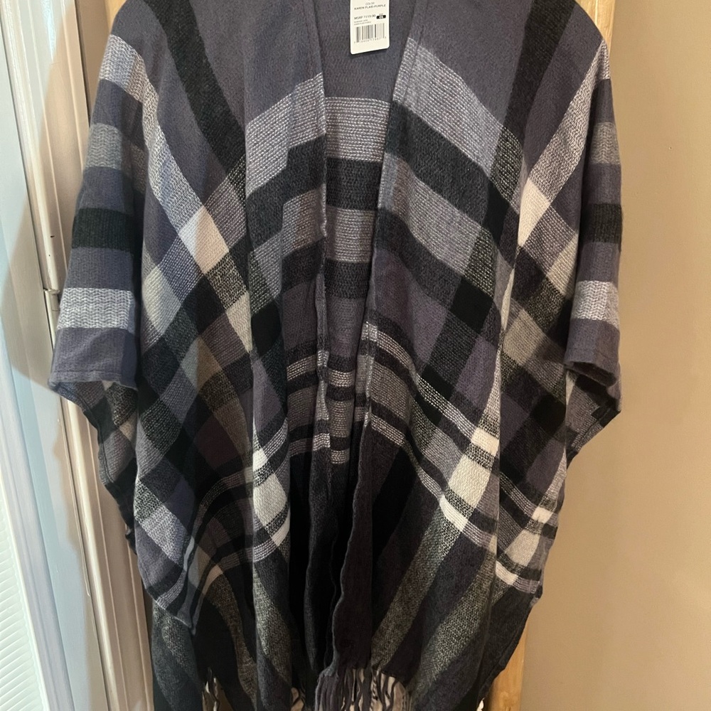 Banana Republic Purple Plaid Poncho